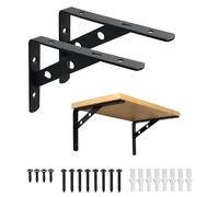 Mooche 2 Pièces Support d'Étagère Robuste, Equerre Etagere Murale15 CM, Étagère Triangulaire à Fixation Murale, Équerre d'Étagère à Angle Droit De 90 Degrés, Noir