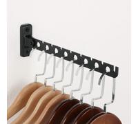 Mooche Crochets Patère Murale Pliable, 8 Crochets 8 Cartes, 31 CM, Noir | Porte Cintre Mural en Acier Inoxydable, Crochets pivotants à 180° Robuste et Durable, pour Suspendre des Serviettes