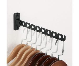 Mooche Crochets Patère Murale Pliable, 8 Crochets 8 Cartes, 31 CM, Noir | Porte Cintre Mural en Acier Inoxydable, Crochets pivotants à 180° Robuste et Durable, pour Suspendre des Serviettes