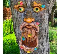 Mood Lab Décoration de Visage d'arbre - Mangeoire à Oiseaux d'extérieur - Décoration de Visage de Vieil Homme avec Fleurs - Arbre de Jardin - Statues d'art de Cour