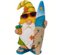 Mood Lab Nain de Jardin - Figurine de Nain de Surfeur - Statue de pelouse Amusante de 23 cm de Haut - pour décoration extérieure ou Maison