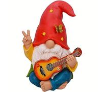 Mood Lab Nain de Jardin - Figurine de Nain Hippie Amusant - Statue de pelouse de 23 cm de Haut - pour décoration extérieure ou d'intérieur