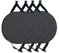 MOODMUSE Lot De 2/4 Coussins De Chaise Ronds avec Attaches,Galette De Chaise for Tabouret Haut,Coussin De Siège Rond for Salle À Manger,Cuisine Et Bureau(Blue Grey,33cm (Pack of 4))
