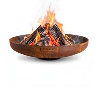 Moodz Brasero 80 cm en Acier Corten - Bol à Feu Extérieur pour Le Jardin - Brasero de Terrasse avec Grille de Cuisson Optionnelle - 80x80x16 cm