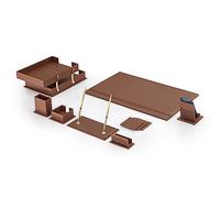 MOOGCO Ensemble de sous-main en cuir de luxe et organisateur de bureau essentiel - Organiseur de bureau en cuir - Marron clair
