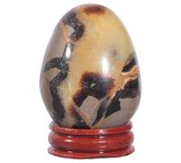 mookaitedecor Figurine Oeuf de Pâques Septarium Boule de Cristal Décoration avec Piédestal en Bois Ornement Géode Naturel 50mm-65mm