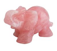 mookaitedecor Quartz Rose Statuette Elephant Decoration,Figurine Sculpté en Pierre Guérison Statue Décor Table,1.5 Pouces