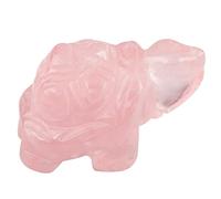 mookaitedecor Quartz Rose Statuette Tortue Decoration 1.5 Pouces | Figurine Sculpté en Pierre Guérison Statue Décor Table