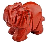 mookaitedecor Rayé Jasper Rouge Statuette Elephant Decoration,Figurine Sculpté en Pierre Guérison Statue Décor Table,1.5 Pouces