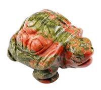 mookaitedecor Unakite Statuette Tortue Decoration,Figurine Sculpté en Pierre Guérison Statue Décor Table,1.5 Pouces