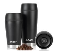 Moon 360° Thermobecher - mug isotherme 450 ml, mug à emporter, mug de voyage, isolant et anti-fuite, inox, 100% étanche, ouverture 360°, noir, cadeau de Noël idéal