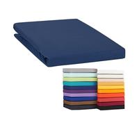Moon - Drap-housse classique 140 x 200 cm - 160 x 220 cm - Jersey 100 % coton (bleu foncé).