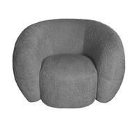 MOON - Fauteuil rotatif en tissu bouclette gris Gris
