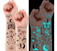 Moon Kids Tatouages temporaires autocollants lumineux pour cadeaux de fête d'anniversaire, cadeau de sécurité des enfants, 37 feuilles