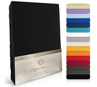 Moon Luxury Drap Housse Drap Housse en jersey stretch 230 g/m² pour lit à eau, lit à sommier tapissier et les matelas, Coton, Noir, 120x200-120x220