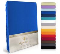 Moon Luxury Drap Housse Drap Housse en jersey stretch 230 g/m² pour lit à eau, lit à sommier tapissier et les matelas, Coton, bleu roi, 200x220-220x240