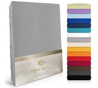 Moon Luxury Drap Housse Drap Housse en jersey stretch 230 g/m² pour lit à eau, lit à sommier tapissier et les matelas, Coton, graphite, 90x200-100x220