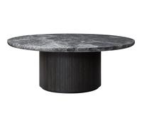 Moon Table Basse Ronde Ø120 cm avec Base Bois et Plateau Marbre Emperador Gris