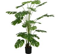 Moonbite, plante artificielle Monstera Deliciosa, 180 cm, 24 branches avec fil métallique, pot rempli de terre et de mousse, plante d'intérieur facile d'entretien, plastique, vert