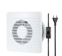Moonjor 100mm VMC Salle de Bain, Extracteur d'Air avec Interrupteur, 1m UE Prise pour Salle de Bain, Cuisine, Bureau, WC, Ventilateur Grilles avec Commutateur, IP45 Étanche, 12W, 120m³/h