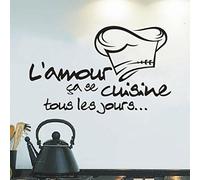 Moonuy Vinyle Decal Cuisine Mur Décor Savoureux Wall sticker Chambre Cuisine decoration murale vignette Décoration de cuisine Autocollant Applique (Noir)