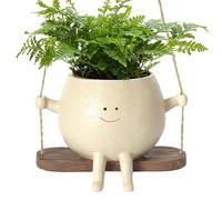 Moonyan Pot De Jardinière À Visage Pivotant - Cache Pot en Visage | Pots Plants Succulentes Suspendus | Pots Fleurs en Forme Visage | Pots De Fleurs Suspendus en Résine pour Plants D'intérieur