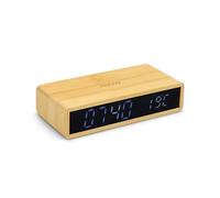 mooov Réveil Bamboo avec Écran LED Noir Et Température Intérieure Luminosité Réglable, 3 Alarmes Couleur Bois 477348