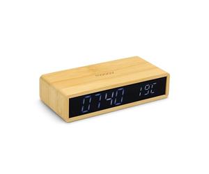 mooov Réveil Bamboo avec Écran LED Noir Et Température Intérieure Luminosité Réglable, 3 Alarmes Couleur Bois 477348