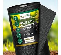Moorland Toile Anti Mauvaises Herbes Jardin perméable à l'eau résistant | 50m² largeur 1m noir 100% recyclable paillage pour jardins et terrasses Ancheur voile indéchirable bache large Racines Gardur