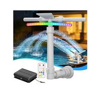 Mooroer Fontaine de Piscine Solaire Tête 2 en 1, Fontaine Cascade Réglable avec LED 9 Couleurs & Télécommande, Refroidit l’Eau 5-11°C, pour Piscines Hors Sol/Encastrées, Loisirs Extérieurs & Fêtes
