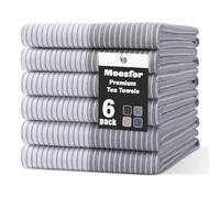 Moosfor Lot de 6 torchons de cuisine 100 % coton bio, très absorbants, non pelucheux à séchage rapide, pour cuisine, 100 % coton bio, 46 x 72 cm, gris
