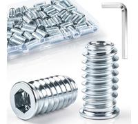 Moosswee Lot de 30 écrous à visser M10 x 25 mm - Insert fileté pour bois | Manchon fileté galvanisé pour bois