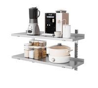 MOOTACO Étagère Murale INOX Rangement Cuisine 2 Flottante Plateaux 100x30cm | Étagère Réglable,Très Résistante,Forte Capacité de Charge,Cuisine Tablette Flottante Pose Murale,Restaurant,Buanderie,Garage