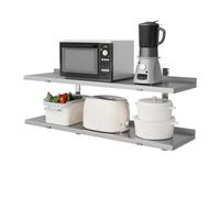 MOOTACO Étagère Murale INOX Rangement Cuisine 2 Flottante Plateaux 120x30cm | Étagère Réglable,Très Résistante,Forte Capacité de Charge,Cuisine Tablette Flottante Pose Murale,Restaurant,Buanderie,Garage