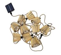 Moovere Okinawa Guirlande lumineuse d'extérieur en fibre de bambou avec 10 lanternes LED 8 mètres de long (solaire + batterie), Blanc