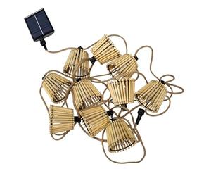 Moovere Okinawa Guirlande lumineuse d'extérieur en fibre de bambou avec 10 lanternes LED 8 mètres de long (solaire + batterie), Blanc