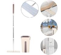 Mop Balai Nettoyant Microfibres + Seau Kit de Vadrouille Nettoyage Ensemble Balai-Serpillière Seau Vadrouille Plate