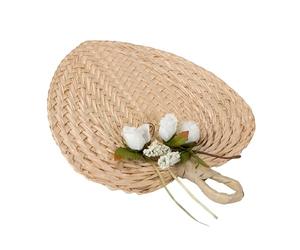 Mopec AA571 Éventail Paipay avec Porte-Notes Floral, Feuille de Palmier, Marron, 2 x 29 x 30 cm