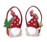 Mopec NA56 Lot de 2 paniers en Feutre GNOME Bonnet Rouge Assortiment Étoile/Arbre 14 x 19,5 x 8 cm Filet