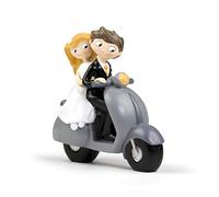 Mopec Y534 - Figurine pour gâteau, Couple de mariés Pop & Fun à Moto, 17 cm
