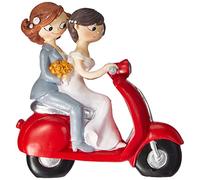 Mopec Y961 Figurine pour gâteau Couple de mariées Pop & Fun à Moto 17 cm
