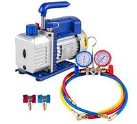 Mophorn 3CFM Pompe à Vide,1/4HP 85 Lt/min Pompe à Vide Frigoriste HVAC Set de Jauge de Collecteur CA/CC, Pompe à Vide Climatisation à un étage pour Réfrigérant et Dégazage