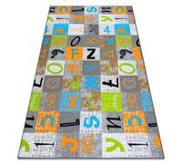 Moquette pour enfants JUMPY Patchwork Lettres Chiffres gris / orange / bleu 100x200 cm