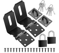 Moraillon de Serrure avec Cadenas à Angle Droit en Acier Inoxydable, 4 Pouces 90 Degrés, Fermoir de Porte Serrure (Noir 2 Set)