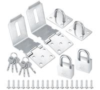 Moraillon de Serrure avec Cadenas, Cadenas à Angle Droit en Acier Inoxydable, 4 Pouces 90 Degrés, Fermoir de Porte Serrure (Set de 2 en argent)
