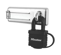 Moraillon et loquet Master Lock avec cadenas noir 110mm