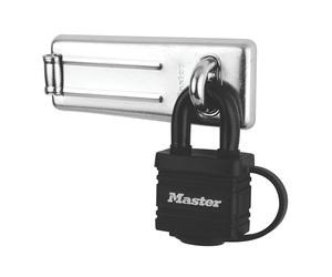 Moraillon et loquet Master Lock avec cadenas noir 110mm