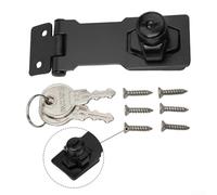 Moraillon robuste et agrafe noir - Cadenas résistant avec clés pour fermoir de porte de garage extérieur, 7,6 cm