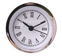 Morain Petit mouvement d'horloge à quartz rond de 60 mm avec chiffres romains et bordure argentée pour horloge murale