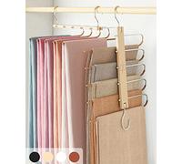 MORALVE - Lot de 1 cintres pour pantalons en bois de hêtre européen - Porte-écharpe et porte-jeans - Organisateur de garde-robe et économie d’espace - Porte-pantalon, porte-leggings et porte-écharpe